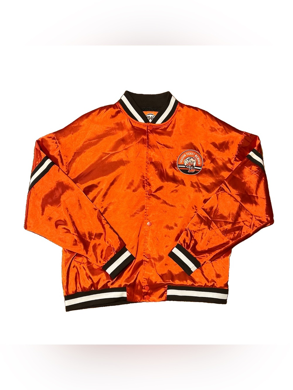 Cleveland Browns Season Ticket Member Jacket XL Brownie Elf Satin Bomber 1946
